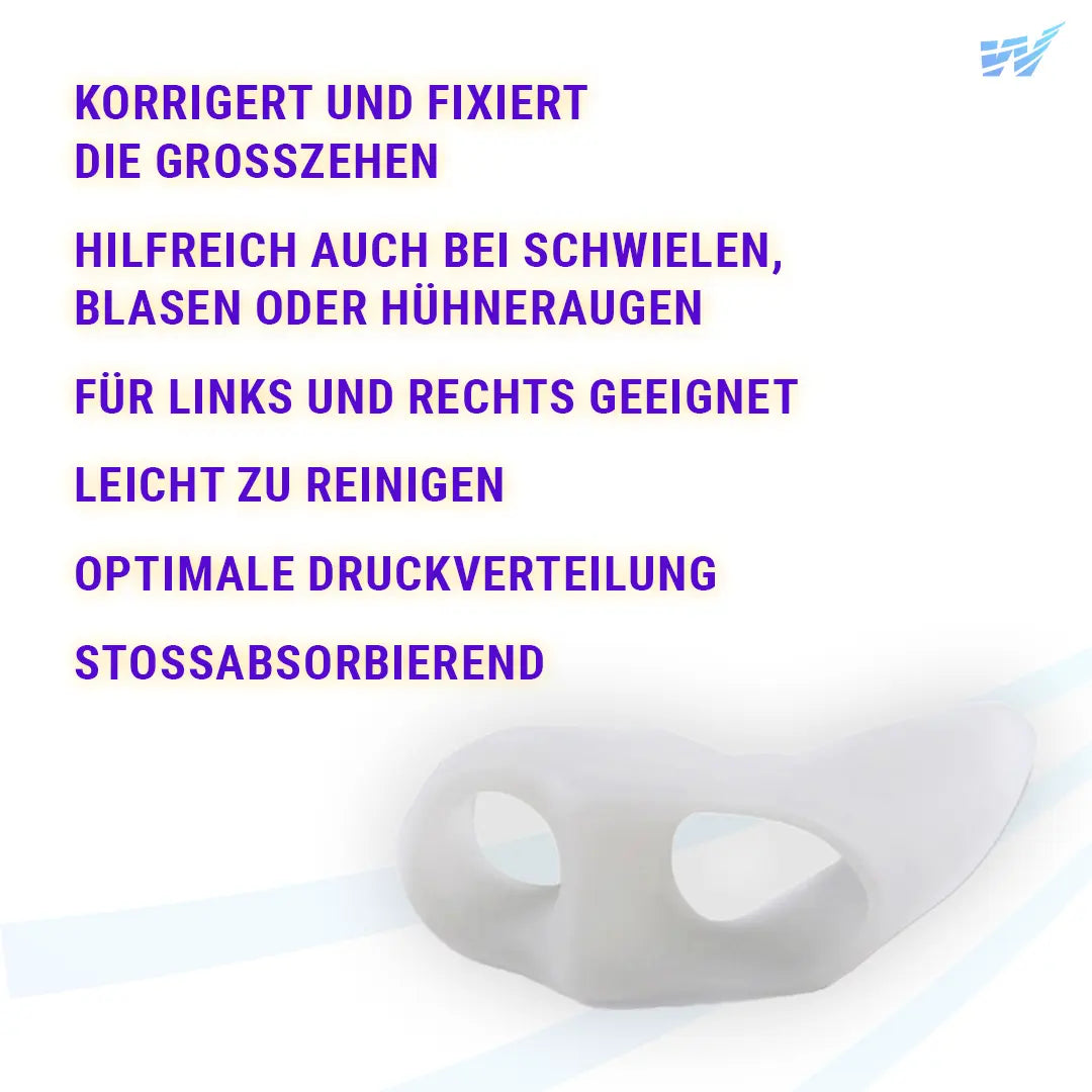 Weicher FußGut Hallux Zehenspreizer mit Duo-Ring gegen Reibung, Druckstellen und Hautirritationen