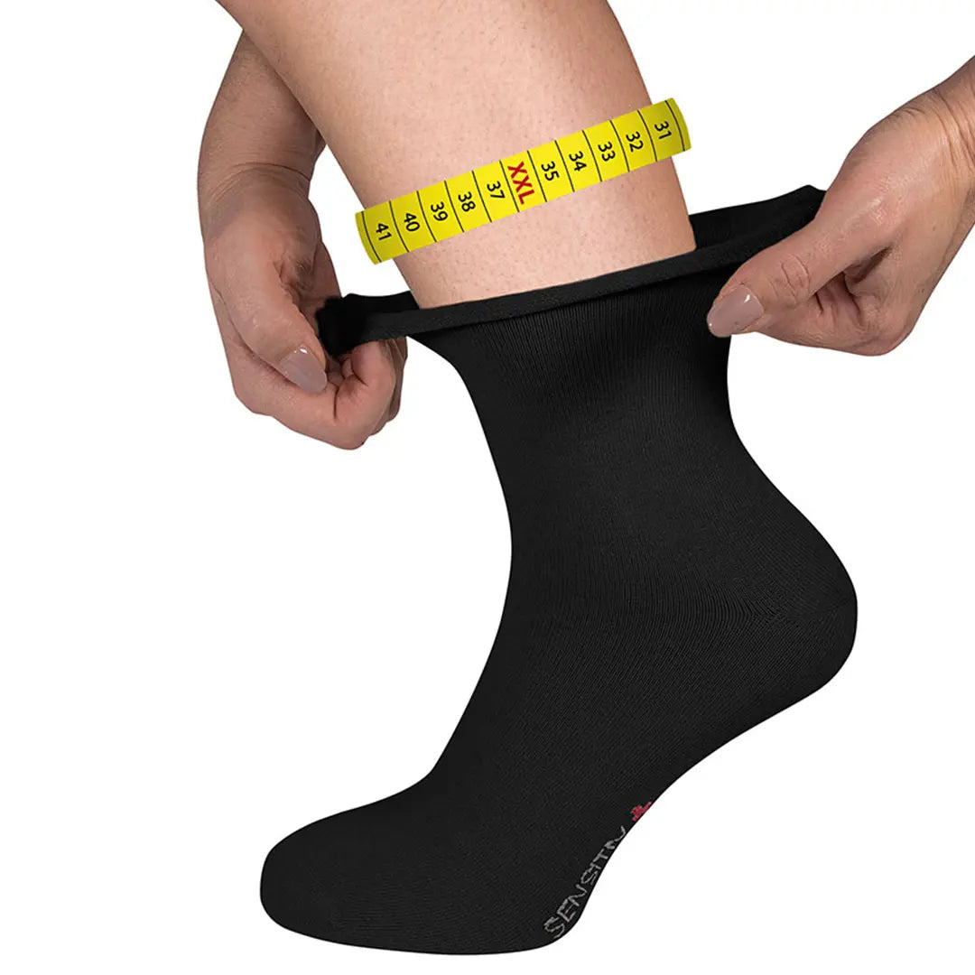 FußGut Sensitiv Elegant Socken XXL in Schwarz – bequeme, druckfreie Socken für empfindliche Füße