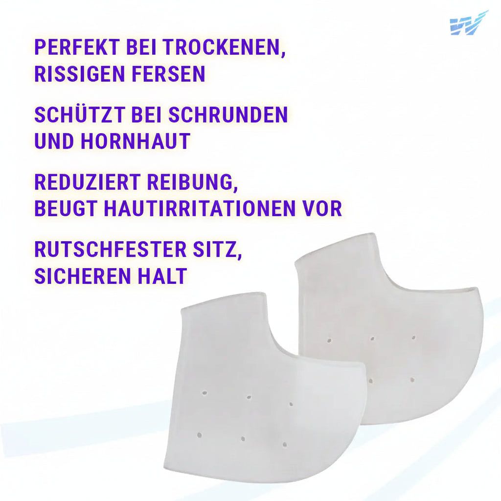Weiche FußGut Gel-Fersenkappe mit sicherem Halt zum Schutz trockener und empfindlicher Fersen