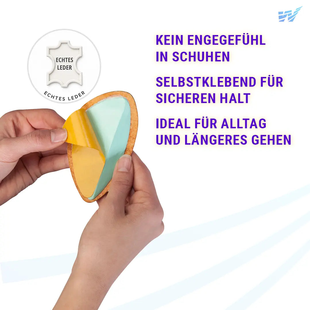 FußGut Fußgewölbe-Stützpads aus echtem Leder – selbstklebend & für den Alltag