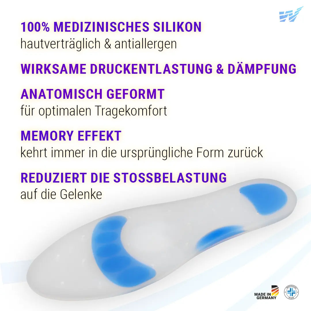 Komforteinlage aus medizinischem Silikon – anatomisch geformt, stoßdämpfend und Made in Germany