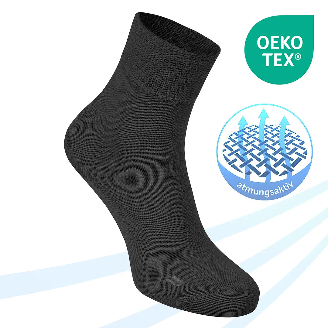 Schwarze Sensitiv Coollight Socken – atmungsaktiv, feuchtigkeitsregulierend und OEKO-TEX® geprüft