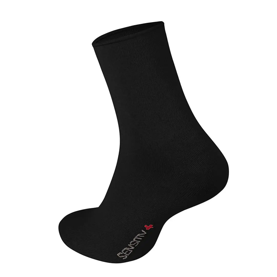 Detailansicht der FußGut Sensitiv Elegant Socken XXL in Schwarz – sanfte, elastische Passform ohne Einschnüren