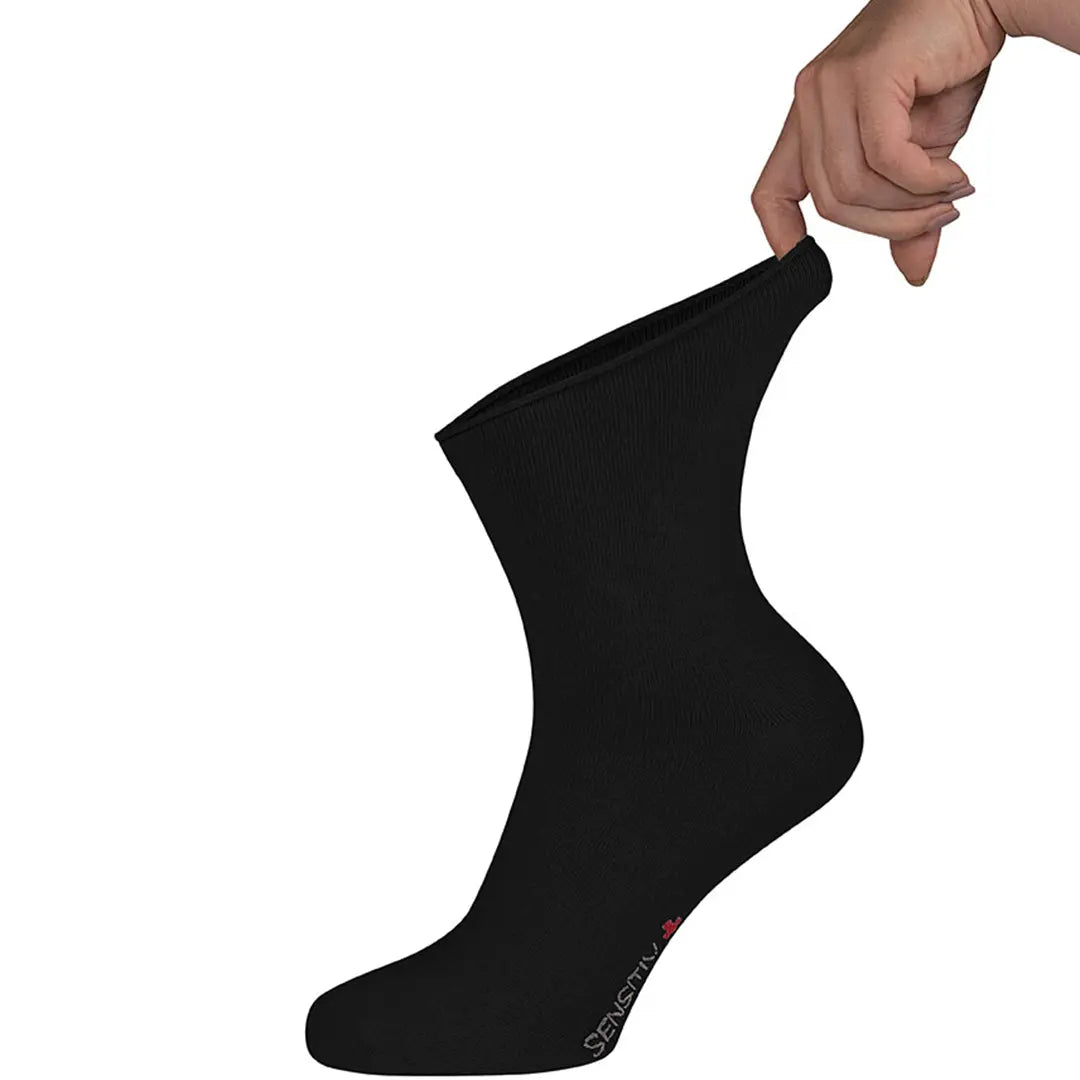Schwarze FußGut Sensitiv Elegant Socken XXL – venenfreundlich, weich und ideal für empfindliche Haut.