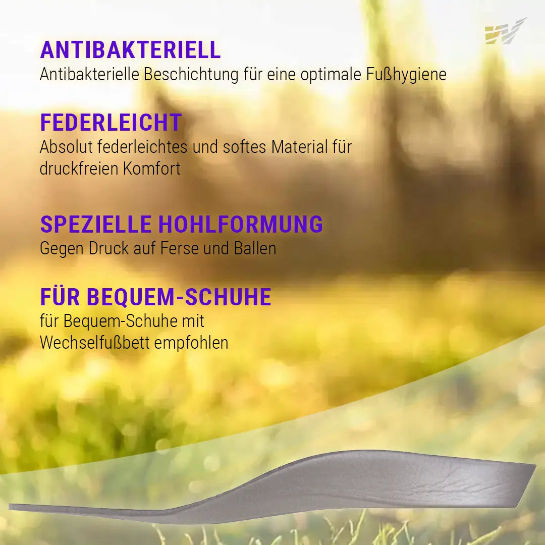 Soft-Einlagen mit antibakterieller Beschichtung und spezieller Hohlformung für Druckentlastung