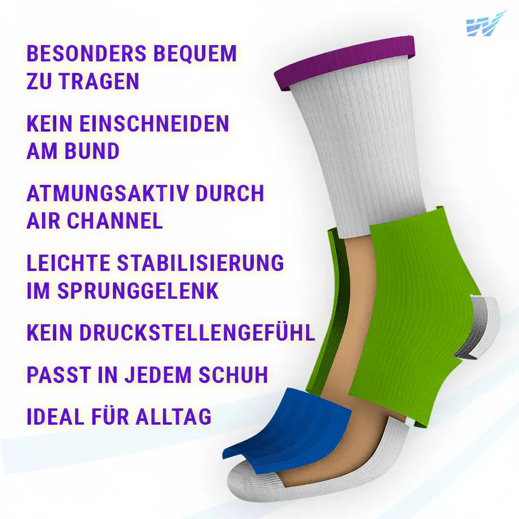 FußGut Sprunggelenk Komfort-Socken mit leichter Stabilisierung und atmungsaktivem Air Channel System