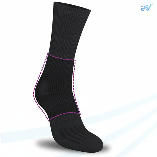 Schwarze FußGut Komfort-Socke mit leichter Sprunggelenk Unterstützung und weichem Komfortbund Made in Europe
