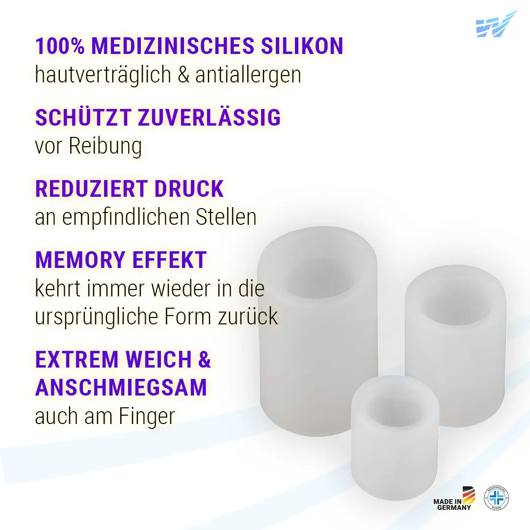 Zehenschutzringe aus medizinischem Silikon – weich, anschmiegsam mit Memory-Effekt und Made in Germany